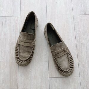 Massimo Dutti Gathered Split Leather Loafer